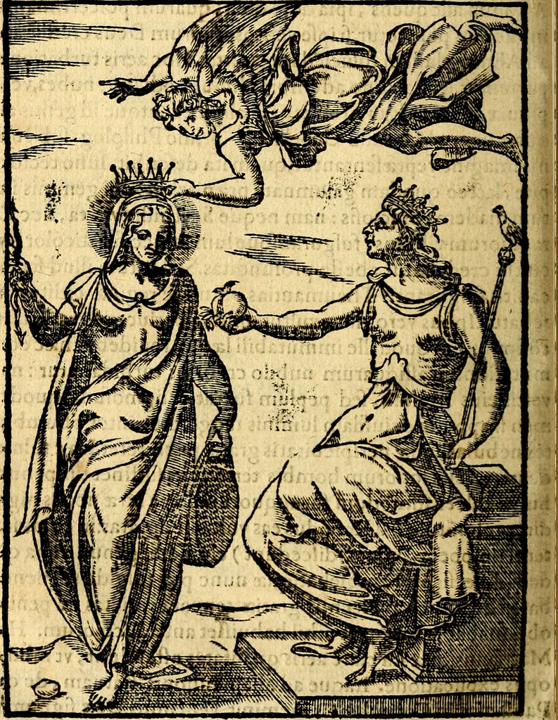 An illustration from Imagines deorum, qui ab antiquis colebantur : in quibus simulacra, ritus, caerimoniae, magnaq[ue] ex parte veterum religio explicatur, 1581, leaf 137