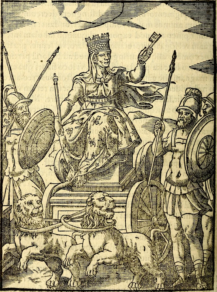 An illustration from Imagines deorum, qui ab antiquis colebantur : in quibus simulacra, ritus, caerimoniae, magnaq[ue] ex parte veterum religio explicatur, 1581, leaf 153