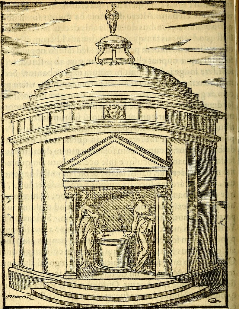 An illustration from Imagines deorum, qui ab antiquis colebantur : in quibus simulacra, ritus, caerimoniae, magnaq[ue] ex parte veterum religio explicatur, 1581, leaf 163