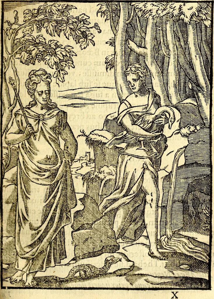 An illustration from Imagines deorum, qui ab antiquis colebantur : in quibus simulacra, ritus, caerimoniae, magnaq[ue] ex parte veterum religio explicatur, 1581, leaf 174