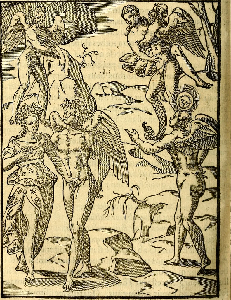 An illustration from Imagines deorum, qui ab antiquis colebantur : in quibus simulacra, ritus, caerimoniae, magnaq[ue] ex parte veterum religio explicatur, 1581, leaf 191