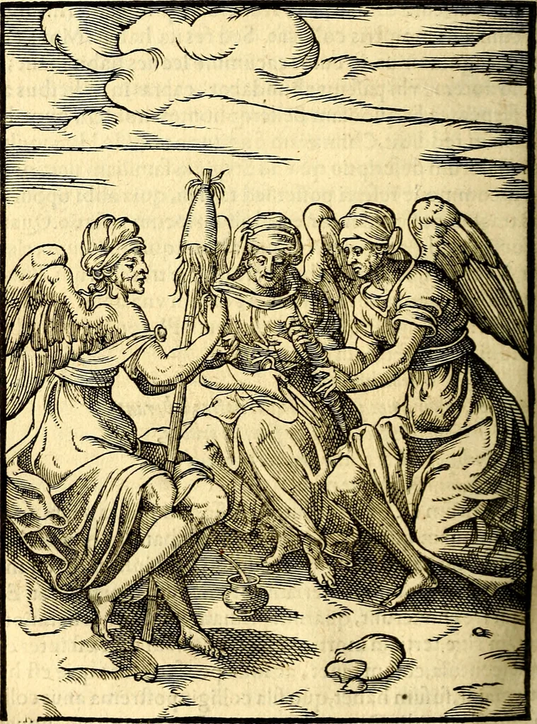 An illustration from Imagines deorum, qui ab antiquis colebantur : in quibus simulacra, ritus, caerimoniae, magnaq[ue] ex parte veterum religio explicatur, 1581, leaf 215