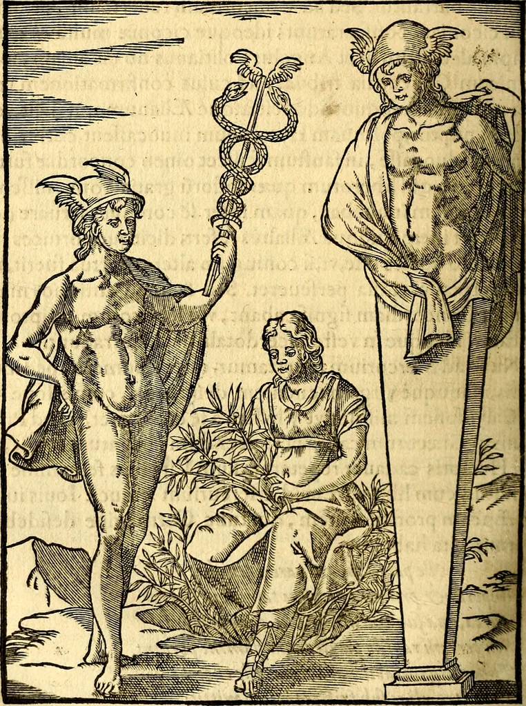 An illustration from Imagines deorum, qui ab antiquis colebantur : in quibus simulacra, ritus, caerimoniae, magnaq[ue] ex parte veterum religio explicatur, 1581, leaf 229