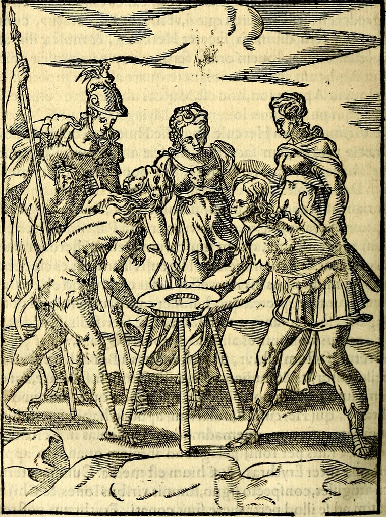 An illustration from Imagines deorum, qui ab antiquis colebantur : in quibus simulacra, ritus, caerimoniae, magnaq[ue] ex parte veterum religio explicatur, 1581, leaf 249