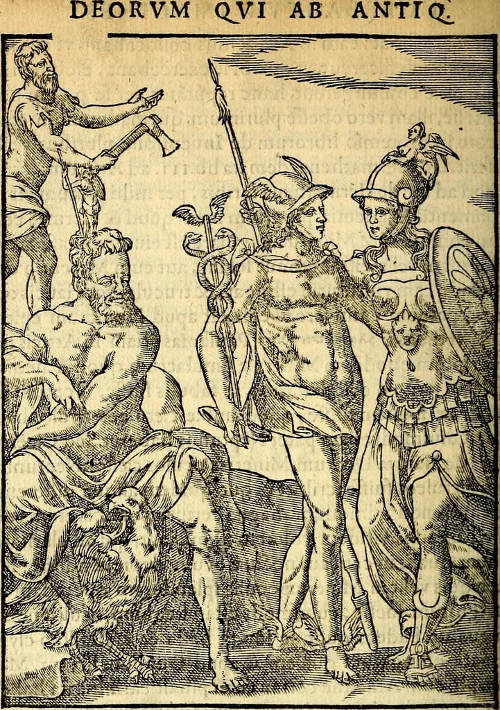 An illustration from Imagines deorum, qui ab antiquis colebantur : in quibus simulacra, ritus, caerimoniae, magnaq[ue] ex parte veterum religio explicatur, 1581, leaf 253