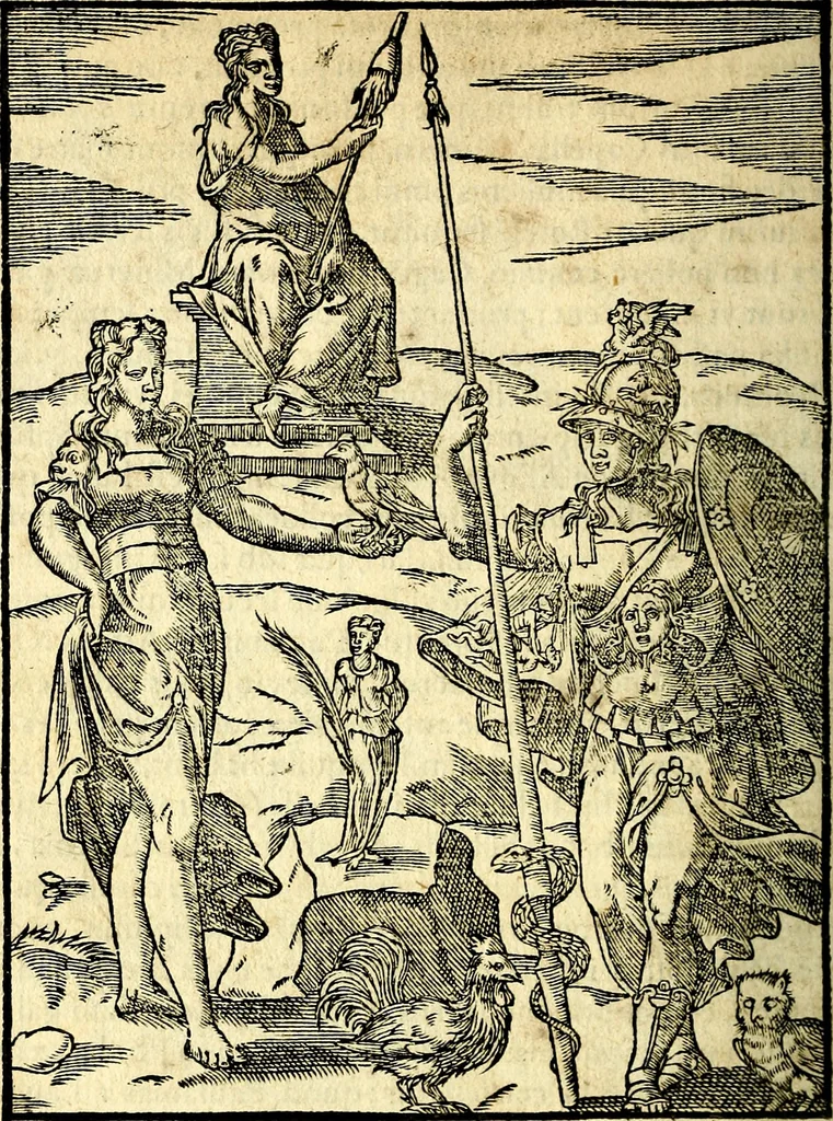 An illustration from Imagines deorum, qui ab antiquis colebantur : in quibus simulacra, ritus, caerimoniae, magnaq[ue] ex parte veterum religio explicatur, 1581, leaf 255