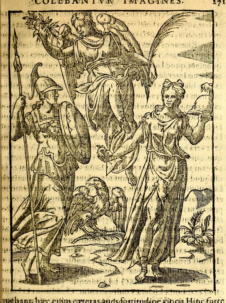 An illustration from Imagines deorum, qui ab antiquis colebantur : in quibus simulacra, ritus, caerimoniae, magnaq[ue] ex parte veterum religio explicatur, 1581, leaf 284