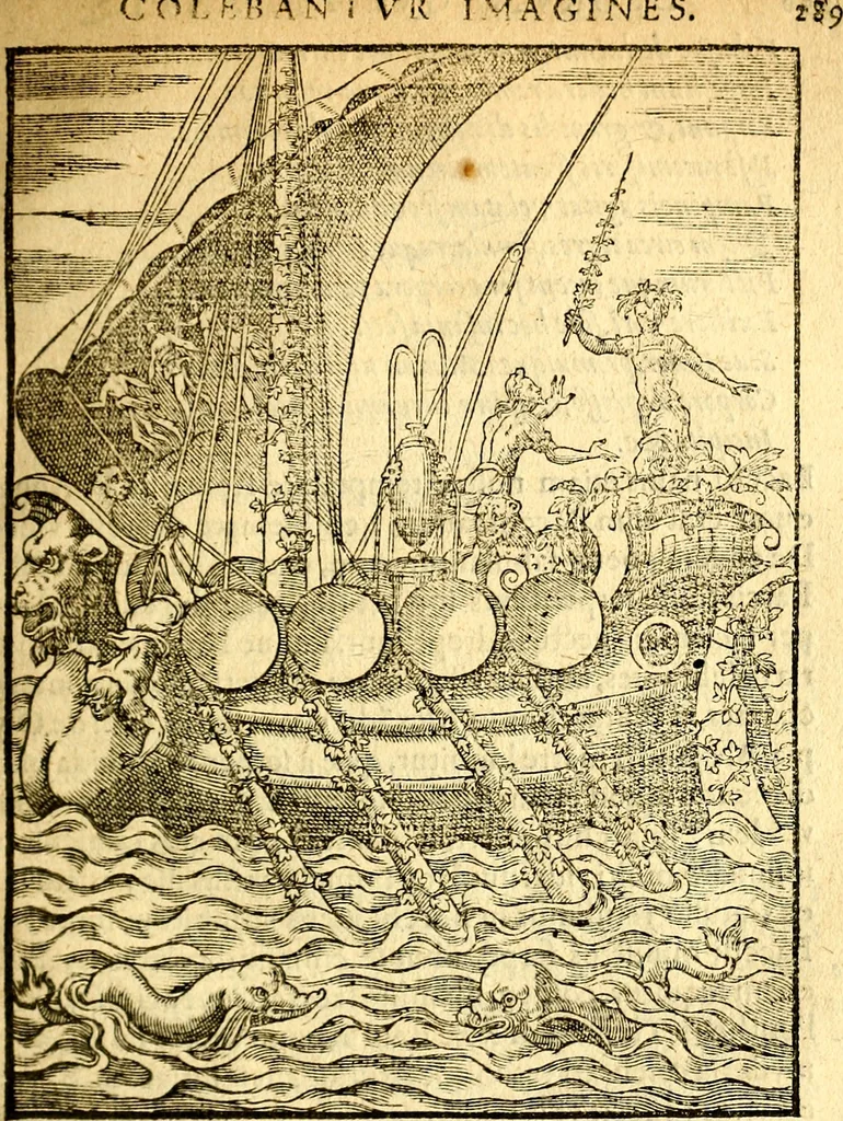 An illustration from Imagines deorum, qui ab antiquis colebantur : in quibus simulacra, ritus, caerimoniae, magnaq[ue] ex parte veterum religio explicatur, 1581, leaf 302