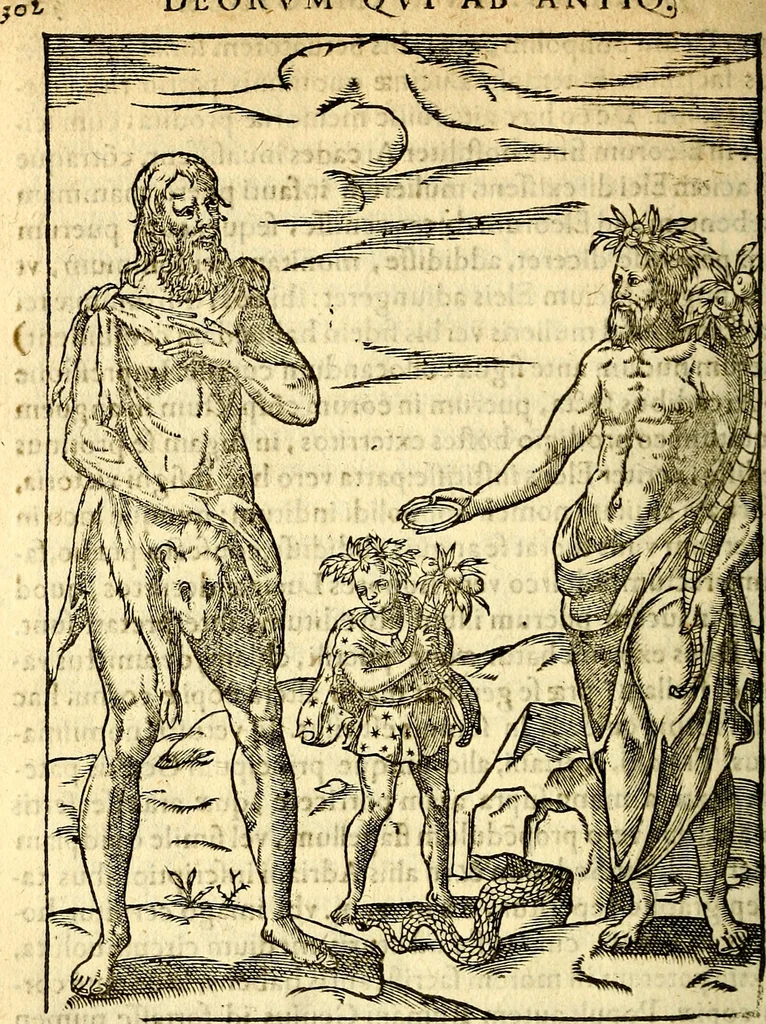 An illustration from Imagines deorum, qui ab antiquis colebantur : in quibus simulacra, ritus, caerimoniae, magnaq[ue] ex parte veterum religio explicatur, 1581, leaf 315