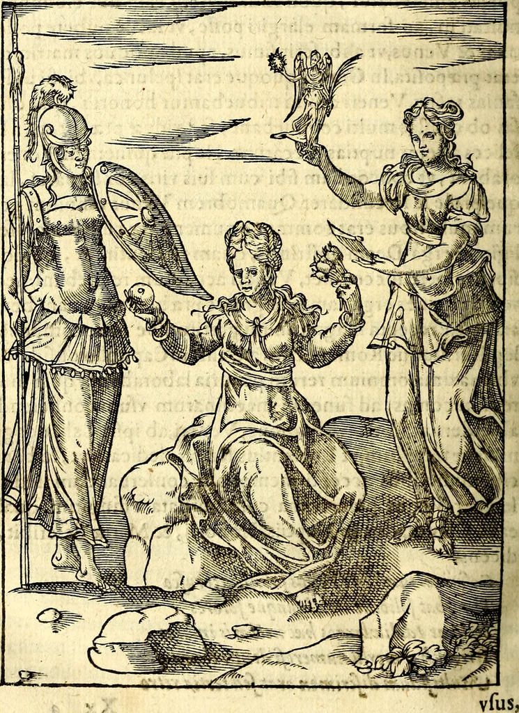 An illustration from Imagines deorum, qui ab antiquis colebantur : in quibus simulacra, ritus, caerimoniae, magnaq[ue] ex parte veterum religio explicatur, 1581, leaf 363