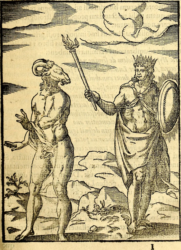 An illustration from Imagines deorum, qui ab antiquis colebantur : in quibus simulacra, ritus, caerimoniae, magnaq[ue] ex parte veterum religio explicatur, 1581, leaf 78