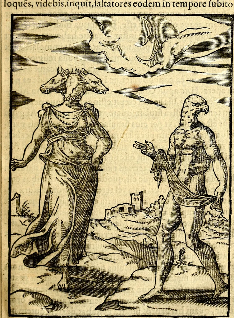 An illustration from Imagines deorum, qui ab antiquis colebantur : in quibus simulacra, ritus, caerimoniae, magnaq[ue] ex parte veterum religio explicatur, 1581, leaf 92