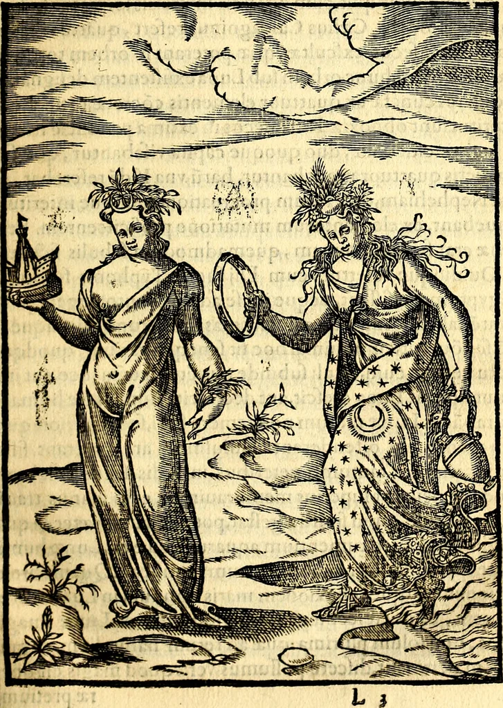 An illustration from Imagines deorum, qui ab antiquis colebantur : in quibus simulacra, ritus, caerimoniae, magnaq[ue] ex parte veterum religio explicatur, 1581, leaf 98