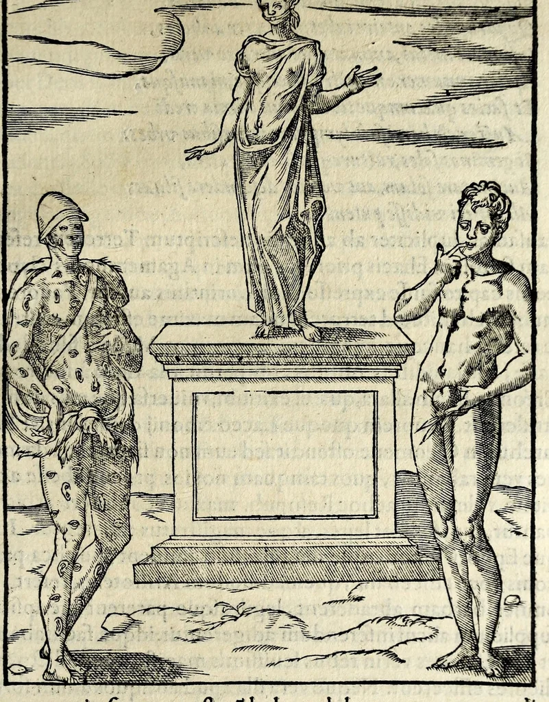 An illustration from Imagines deorvm, qvi ab antiqvis colebantvr : in quibus simulacra, ritus, caerimoniae, magnaq[ue] ex parte veterum religio explicatur : olim a Vincentio Chartario Rhegiensi ex variis auctoribus in vnum collectae, atque italica lingua expositae, 1581, leaf 261
