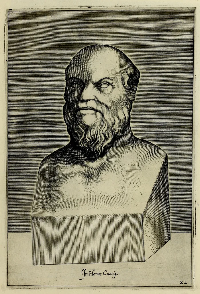 An illustration from Imagines et elogia virorum illustrium et eruditor ex antiquis lapidibus et nomismatib., 1570, leaf 203