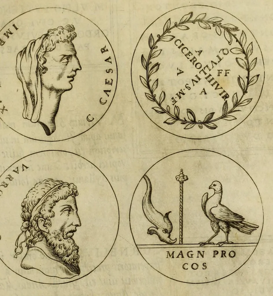 An illustration from Imagines et elogia virorum illustrium et eruditor ex antiquis lapidibus et nomismatib., 1570, leaf 85