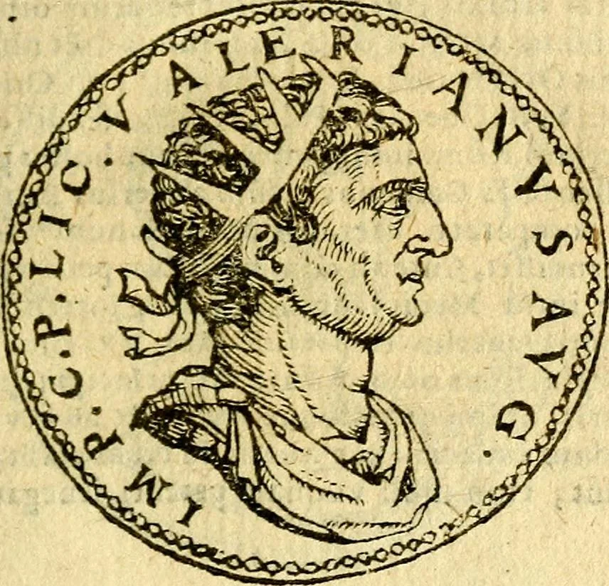 An illustration from Imagines et vitae imperatorvm Romanorvm: Illae ad vetusta numismata fideliter designatae; hae ex probatissimis auctoribus depromtae. Addita ad singulas imagines Ausonÿ & aliorum Elogia Tetrasticha, 1599, leaf 100
