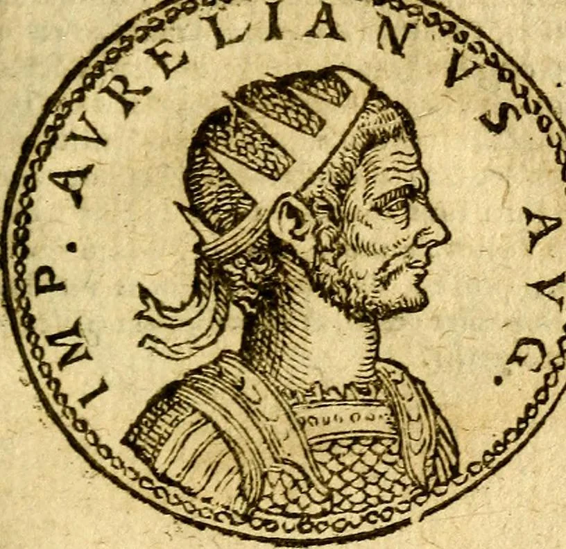 An illustration from Imagines et vitae imperatorvm Romanorvm: Illae ad vetusta numismata fideliter designatae; hae ex probatissimis auctoribus depromtae. Addita ad singulas imagines Ausonÿ & aliorum Elogia Tetrasticha, 1599, leaf 112