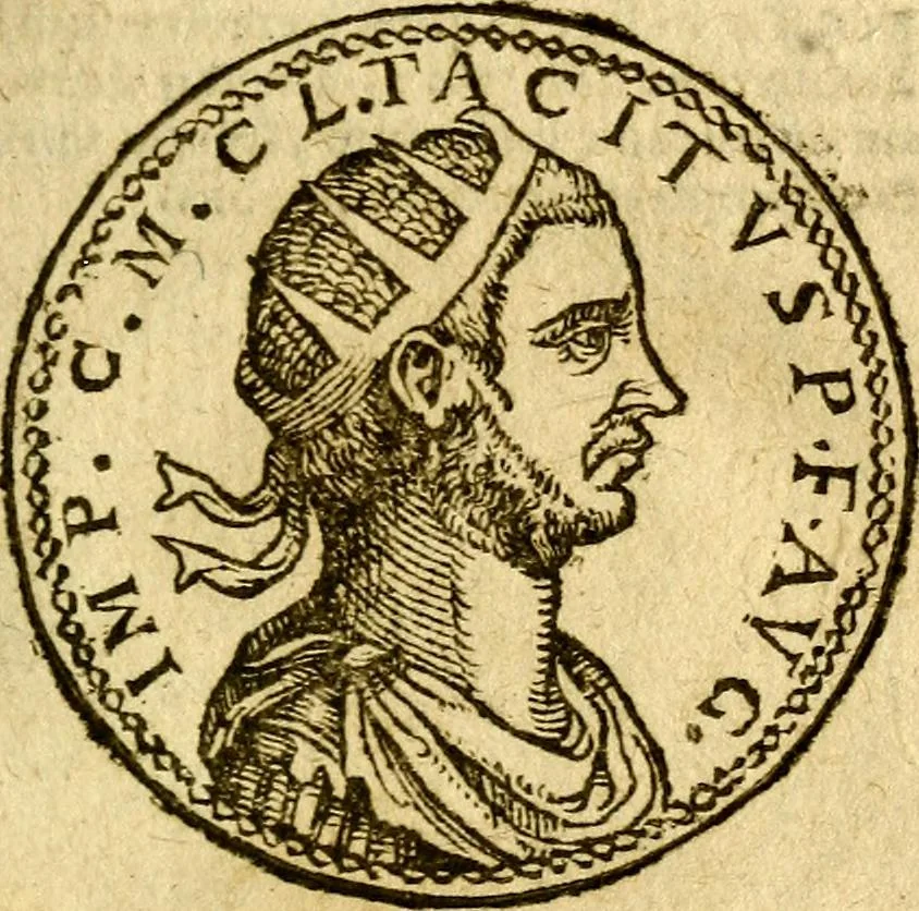 An illustration from Imagines et vitae imperatorvm Romanorvm: Illae ad vetusta numismata fideliter designatae; hae ex probatissimis auctoribus depromtae. Addita ad singulas imagines Ausonÿ & aliorum Elogia Tetrasticha, 1599, leaf 114