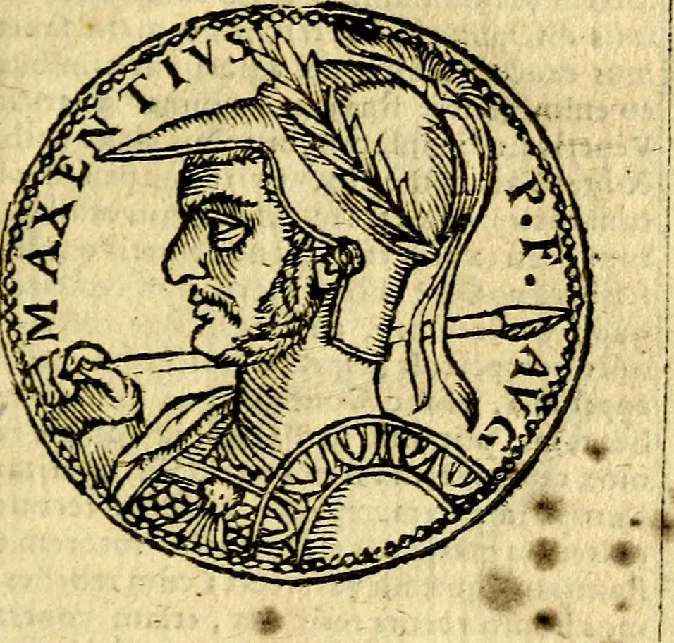 An illustration from Imagines et vitae imperatorvm Romanorvm: Illae ad vetusta numismata fideliter designatae; hae ex probatissimis auctoribus depromtae. Addita ad singulas imagines Ausonÿ & aliorum Elogia Tetrasticha, 1599, leaf 138
