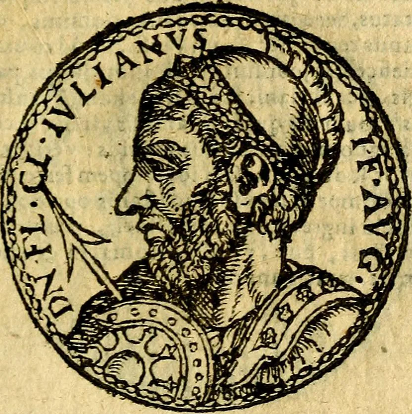An illustration from Imagines et vitae imperatorvm Romanorvm: Illae ad vetusta numismata fideliter designatae; hae ex probatissimis auctoribus depromtae. Addita ad singulas imagines Ausonÿ & aliorum Elogia Tetrasticha, 1599, leaf 158