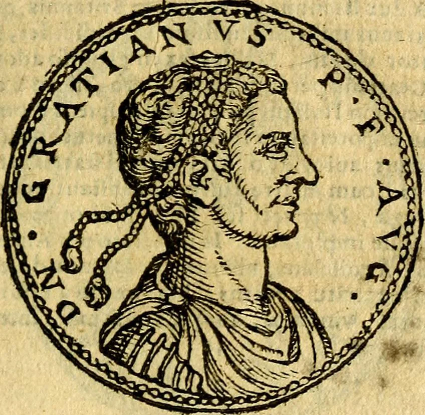 An illustration from Imagines et vitae imperatorvm Romanorvm: Illae ad vetusta numismata fideliter designatae; hae ex probatissimis auctoribus depromtae. Addita ad singulas imagines Ausonÿ & aliorum Elogia Tetrasticha, 1599, leaf 166