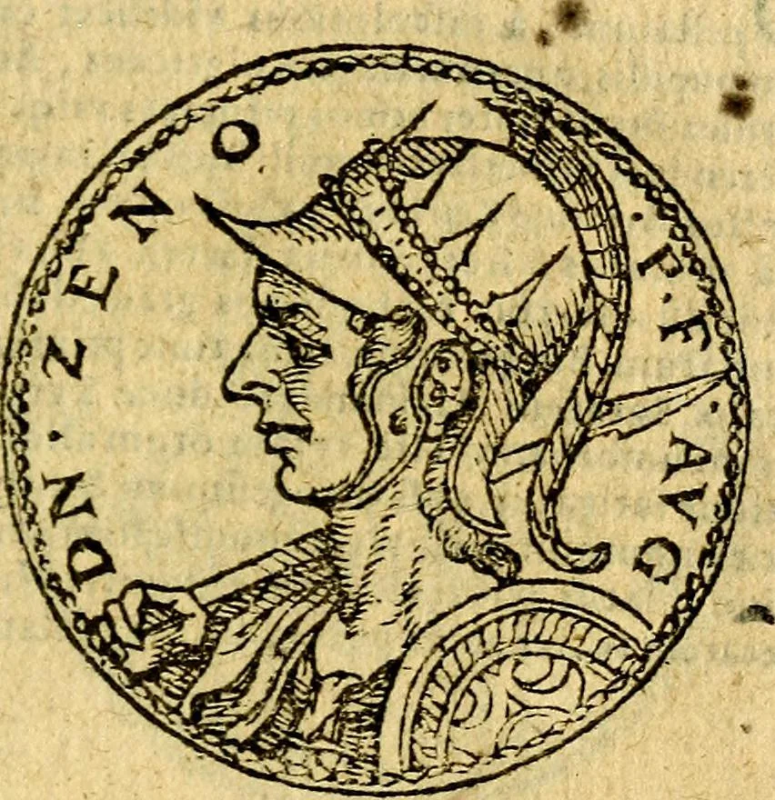 An illustration from Imagines et vitae imperatorvm Romanorvm: Illae ad vetusta numismata fideliter designatae; hae ex probatissimis auctoribus depromtae. Addita ad singulas imagines Ausonÿ & aliorum Elogia Tetrasticha, 1599, leaf 186
