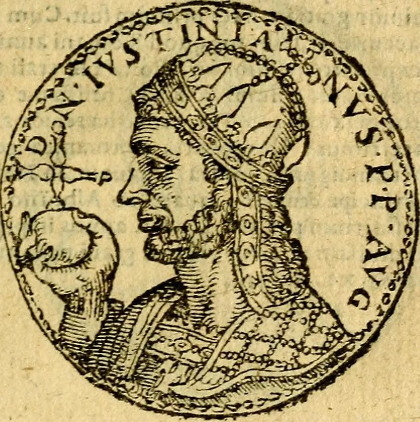 An illustration from Imagines et vitae imperatorvm Romanorvm: Illae ad vetusta numismata fideliter designatae; hae ex probatissimis auctoribus depromtae. Addita ad singulas imagines Ausonÿ & aliorum Elogia Tetrasticha, 1599, leaf 192