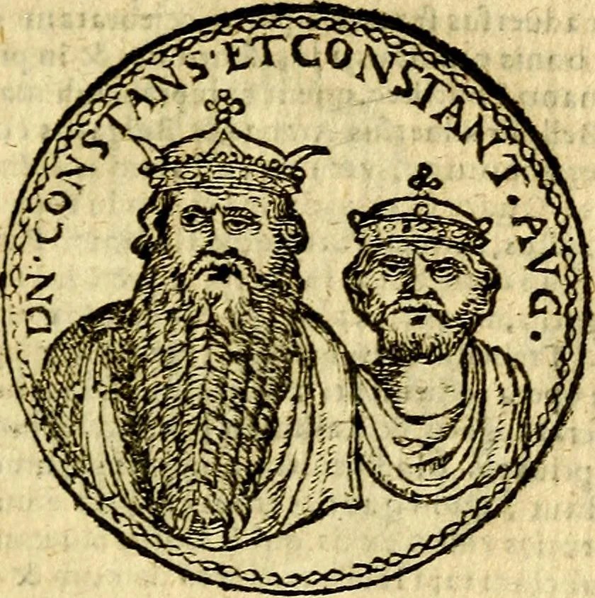 An illustration from Imagines et vitae imperatorvm Romanorvm: Illae ad vetusta numismata fideliter designatae; hae ex probatissimis auctoribus depromtae. Addita ad singulas imagines Ausonÿ & aliorum Elogia Tetrasticha, 1599, leaf 206