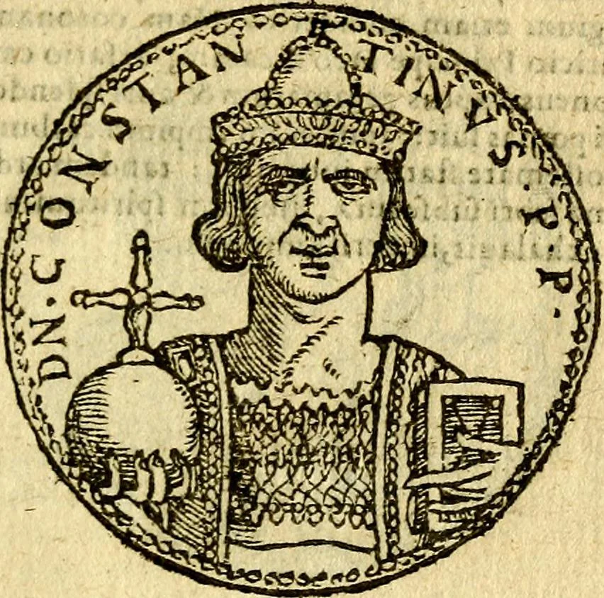 An illustration from Imagines et vitae imperatorvm Romanorvm: Illae ad vetusta numismata fideliter designatae; hae ex probatissimis auctoribus depromtae. Addita ad singulas imagines Ausonÿ & aliorum Elogia Tetrasticha, 1599, leaf 222