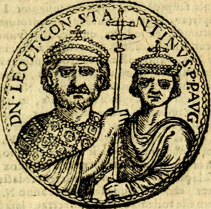 An illustration from Imagines et vitae imperatorvm Romanorvm: Illae ad vetusta numismata fideliter designatae; hae ex probatissimis auctoribus depromtae. Addita ad singulas imagines Ausonÿ & aliorum Elogia Tetrasticha, 1599, leaf 224