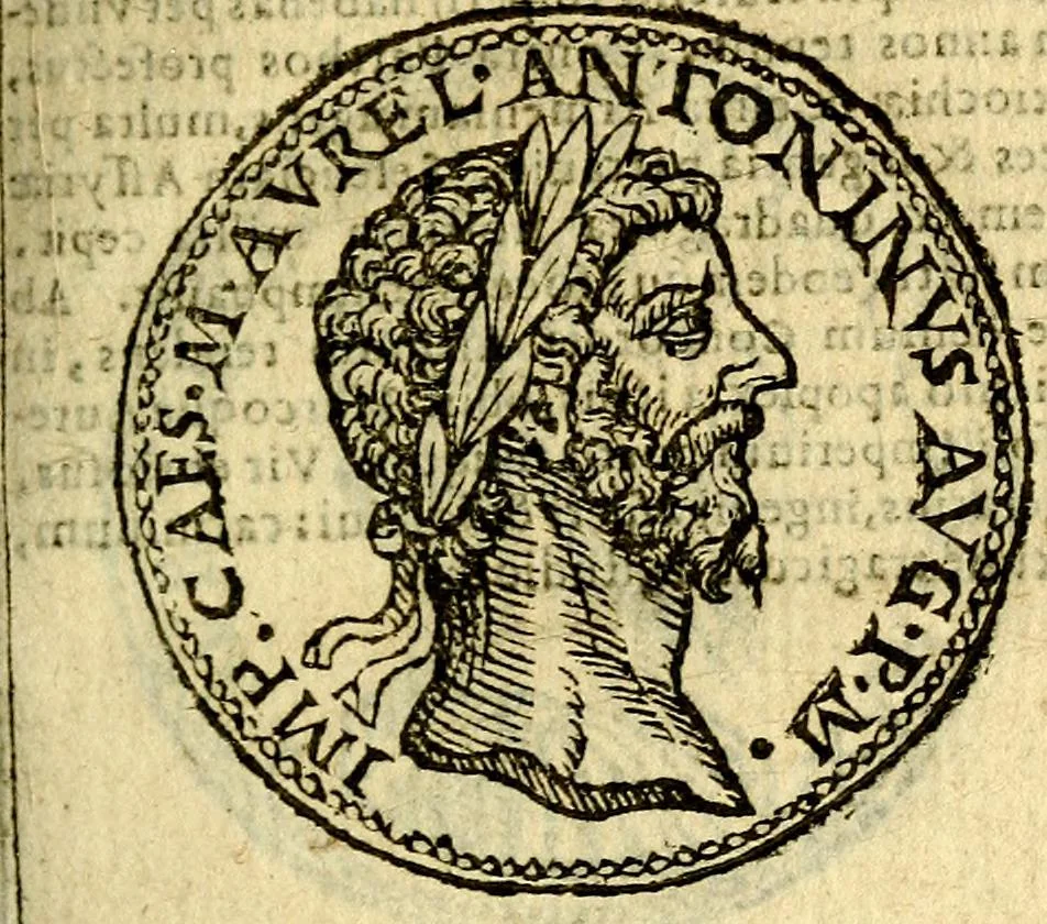 An illustration from Imagines et vitae imperatorvm Romanorvm: Illae ad vetusta numismata fideliter designatae; hae ex probatissimis auctoribus depromtae. Addita ad singulas imagines Ausonÿ & aliorum Elogia Tetrasticha, 1599, leaf 46