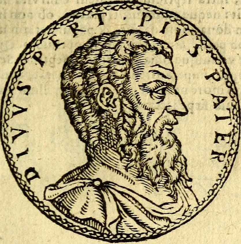 An illustration from Imagines et vitae imperatorvm Romanorvm: Illae ad vetusta numismata fideliter designatae; hae ex probatissimis auctoribus depromtae. Addita ad singulas imagines Ausonÿ & aliorum Elogia Tetrasticha, 1599, leaf 52