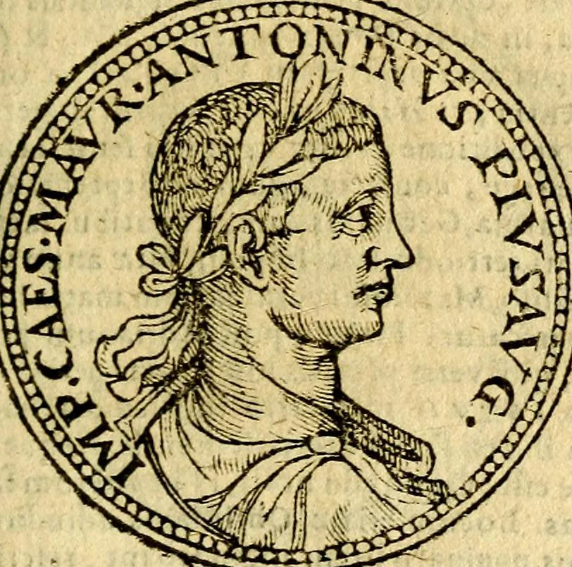 An illustration from Imagines et vitae imperatorvm Romanorvm: Illae ad vetusta numismata fideliter designatae; hae ex probatissimis auctoribus depromtae. Addita ad singulas imagines Ausonÿ & aliorum Elogia Tetrasticha, 1599, leaf 70