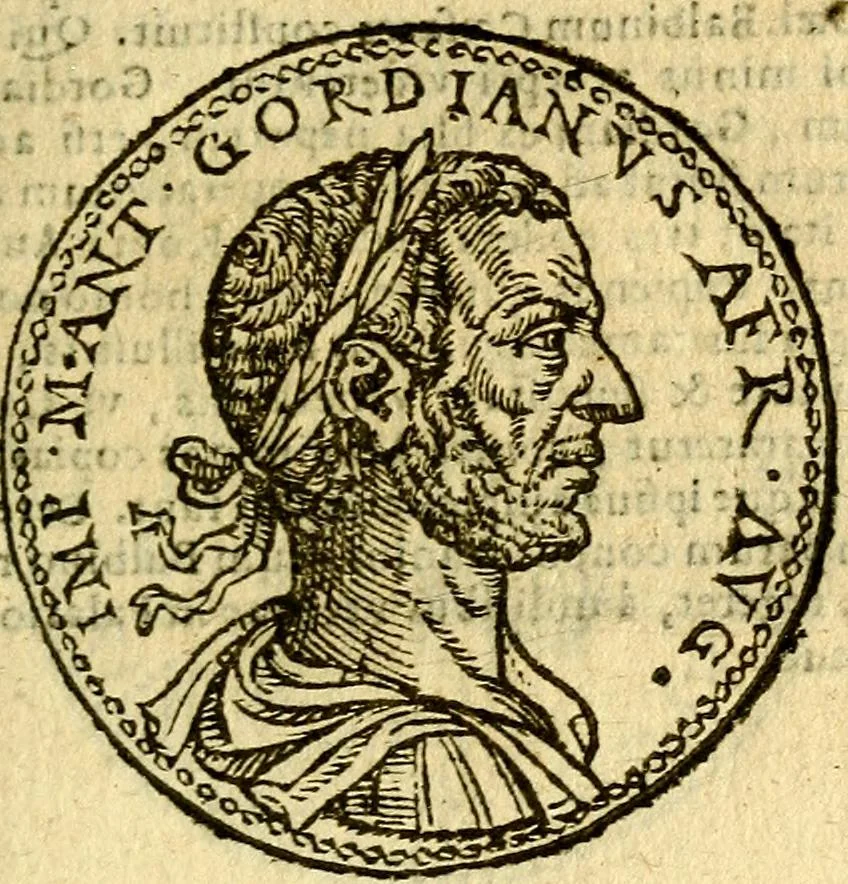 An illustration from Imagines et vitae imperatorvm Romanorvm: Illae ad vetusta numismata fideliter designatae; hae ex probatissimis auctoribus depromtae. Addita ad singulas imagines Ausonÿ & aliorum Elogia Tetrasticha, 1599, leaf 78