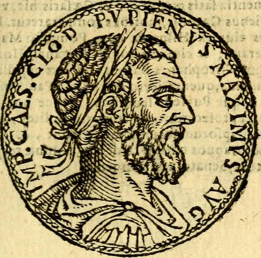 An illustration from Imagines et vitae imperatorvm Romanorvm: Illae ad vetusta numismata fideliter designatae; hae ex probatissimis auctoribus depromtae. Addita ad singulas imagines Ausonÿ & aliorum Elogia Tetrasticha, 1599, leaf 80