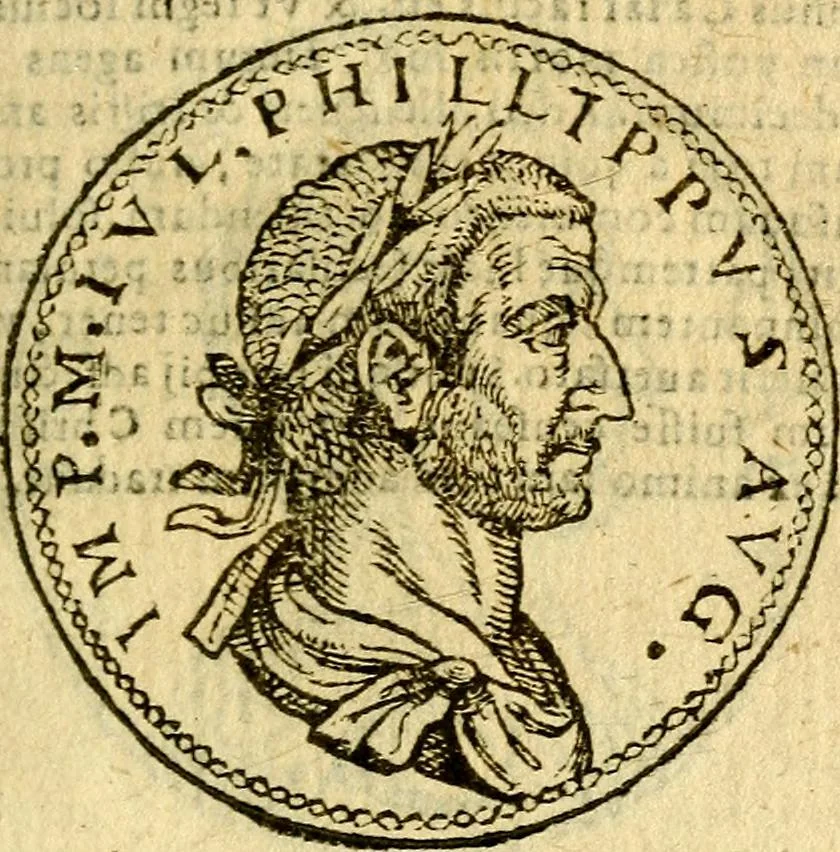 An illustration from Imagines et vitae imperatorvm Romanorvm: Illae ad vetusta numismata fideliter designatae; hae ex probatissimis auctoribus depromtae. Addita ad singulas imagines Ausonÿ & aliorum Elogia Tetrasticha, 1599, leaf 86