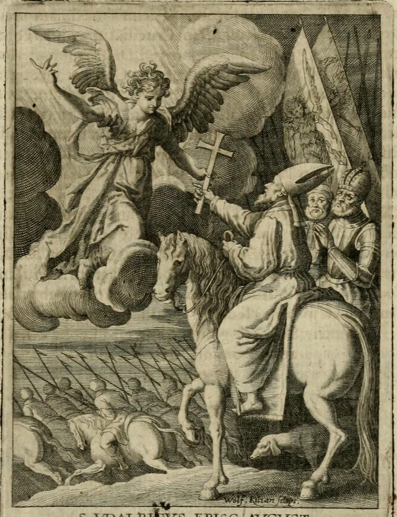An illustration from Imagines sanctorum ord. S. Benedicti : tabellis aereis expressae cum eulogiis ex eorumdem vitis, 1625, leaf 102