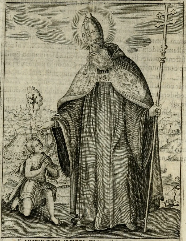 An illustration from Imagines sanctorum ord. S. Benedicti : tabellis aereis expressae cum eulogiis ex eorumdem vitis, 1625, leaf 108