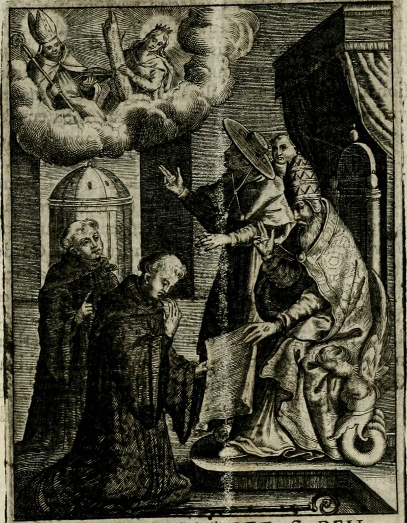 An illustration from Imagines sanctorum ord. S. Benedicti : tabellis aereis expressae cum eulogiis ex eorumdem vitis, 1625, leaf 110