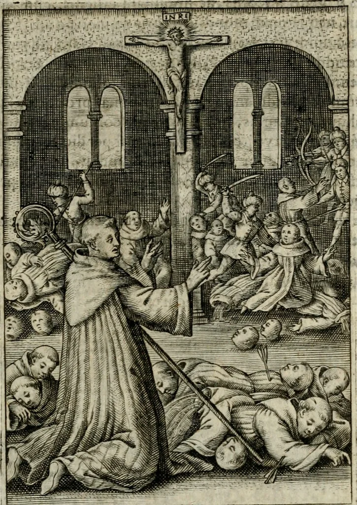 An illustration from Imagines sanctorum ord. S. Benedicti : tabellis aereis expressae cum eulogiis ex eorumdem vitis, 1625, leaf 112