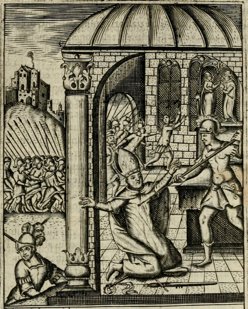 An illustration from Imagines sanctorum ord. S. Benedicti : tabellis aereis expressae cum eulogiis ex eorumdem vitis, 1625, leaf 128