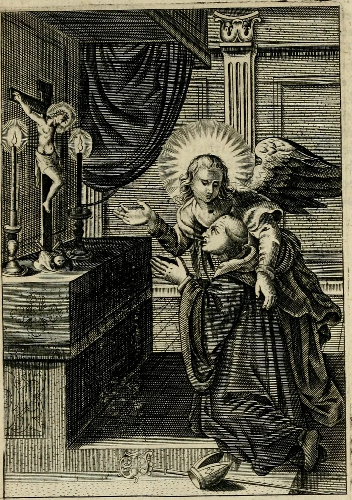 An illustration from Imagines sanctorum ord. S. Benedicti : tabellis aereis expressae cum eulogiis ex eorumdem vitis, 1625, leaf 136