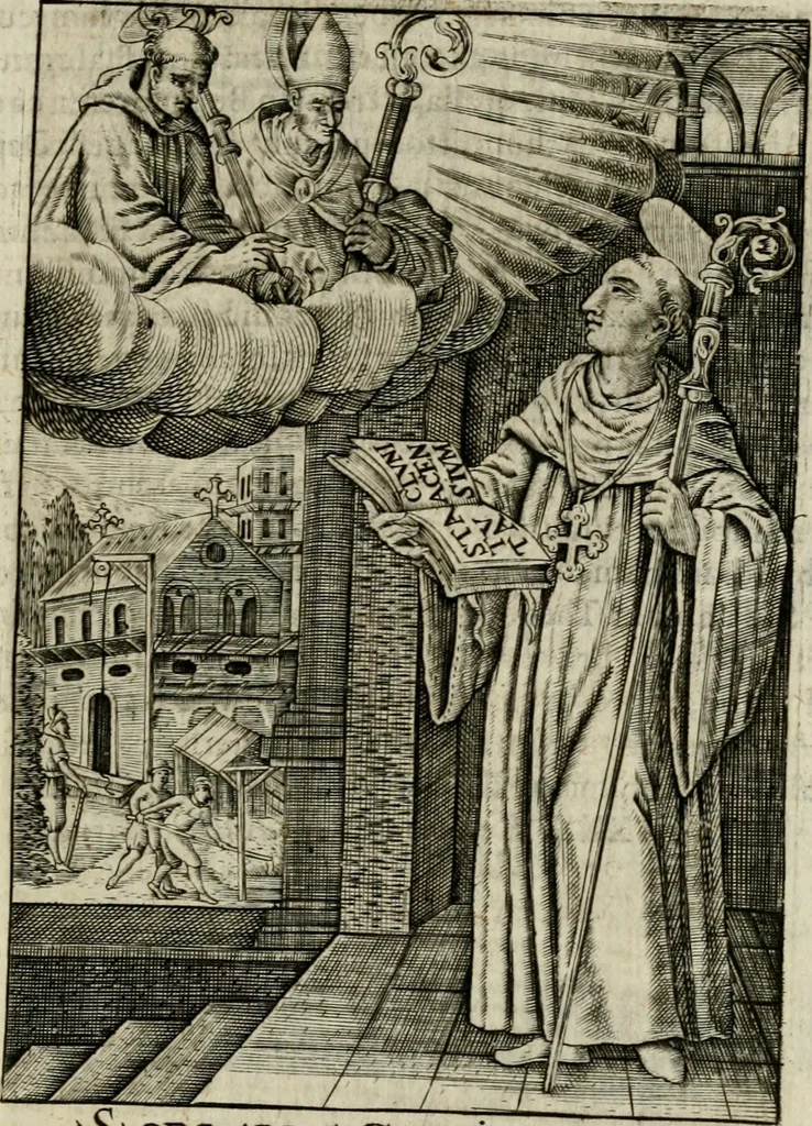An illustration from Imagines sanctorum ord. S. Benedicti : tabellis aereis expressae cum eulogiis ex eorumdem vitis, 1625, leaf 158