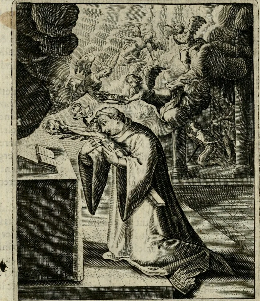 An illustration from Imagines sanctorum ord. S. Benedicti : tabellis aereis expressae cum eulogiis ex eorumdem vitis, 1625, leaf 166