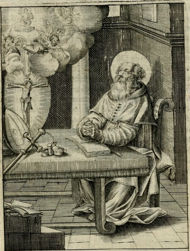 An illustration from Imagines sanctorum ord. S. Benedicti : tabellis aereis expressae cum eulogiis ex eorumdem vitis, 1625, leaf 176
