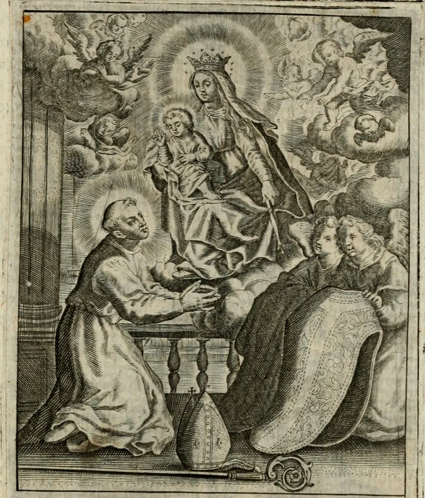 An illustration from Imagines sanctorum ord. S. Benedicti : tabellis aereis expressae cum eulogiis ex eorumdem vitis, 1625, leaf 18