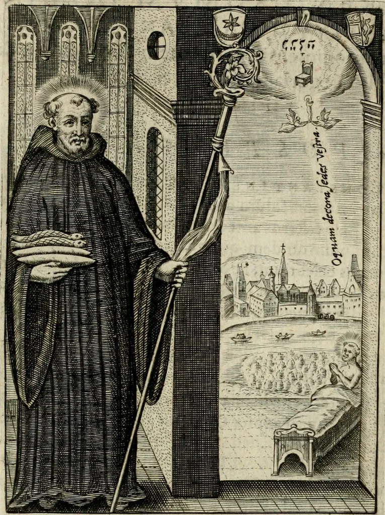 An illustration from Imagines sanctorum ord. S. Benedicti : tabellis aereis expressae cum eulogiis ex eorumdem vitis, 1625, leaf 180