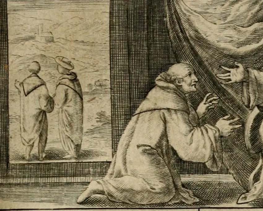 An illustration from Imagines sanctorum ord. S. Benedicti : tabellis aereis expressae cum eulogiis ex eorumdem vitis, 1625, leaf 4