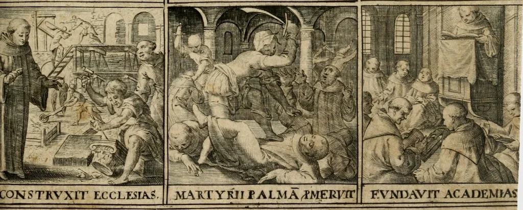 An illustration from Imagines sanctorum ord. S. Benedicti : tabellis aereis expressae cum eulogiis ex eorumdem vitis, 1625, leaf 4